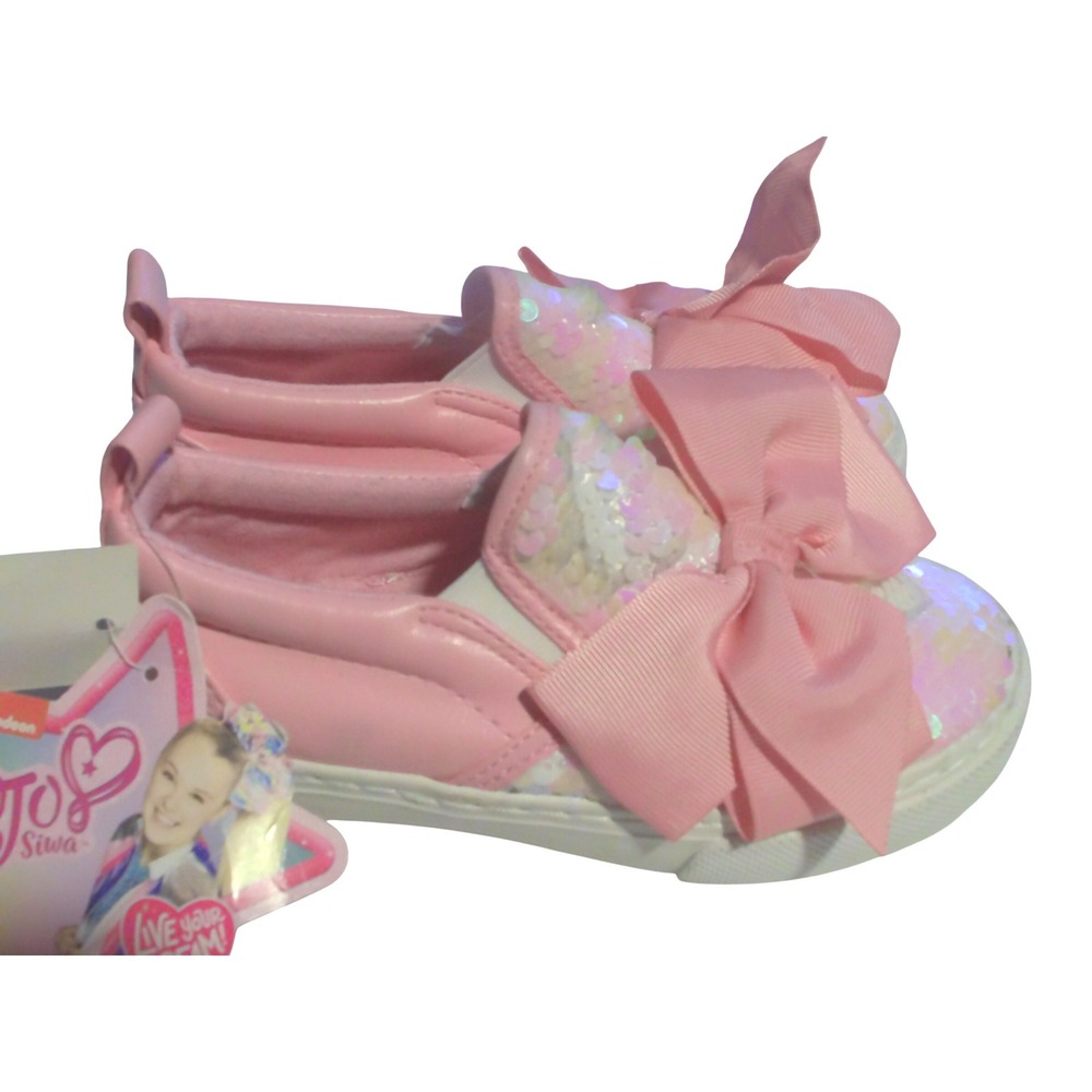 JoJo Siwa Ground Up Girls Pink Sequin Slip On Sneakers with LargeBow NWT SIZE 11